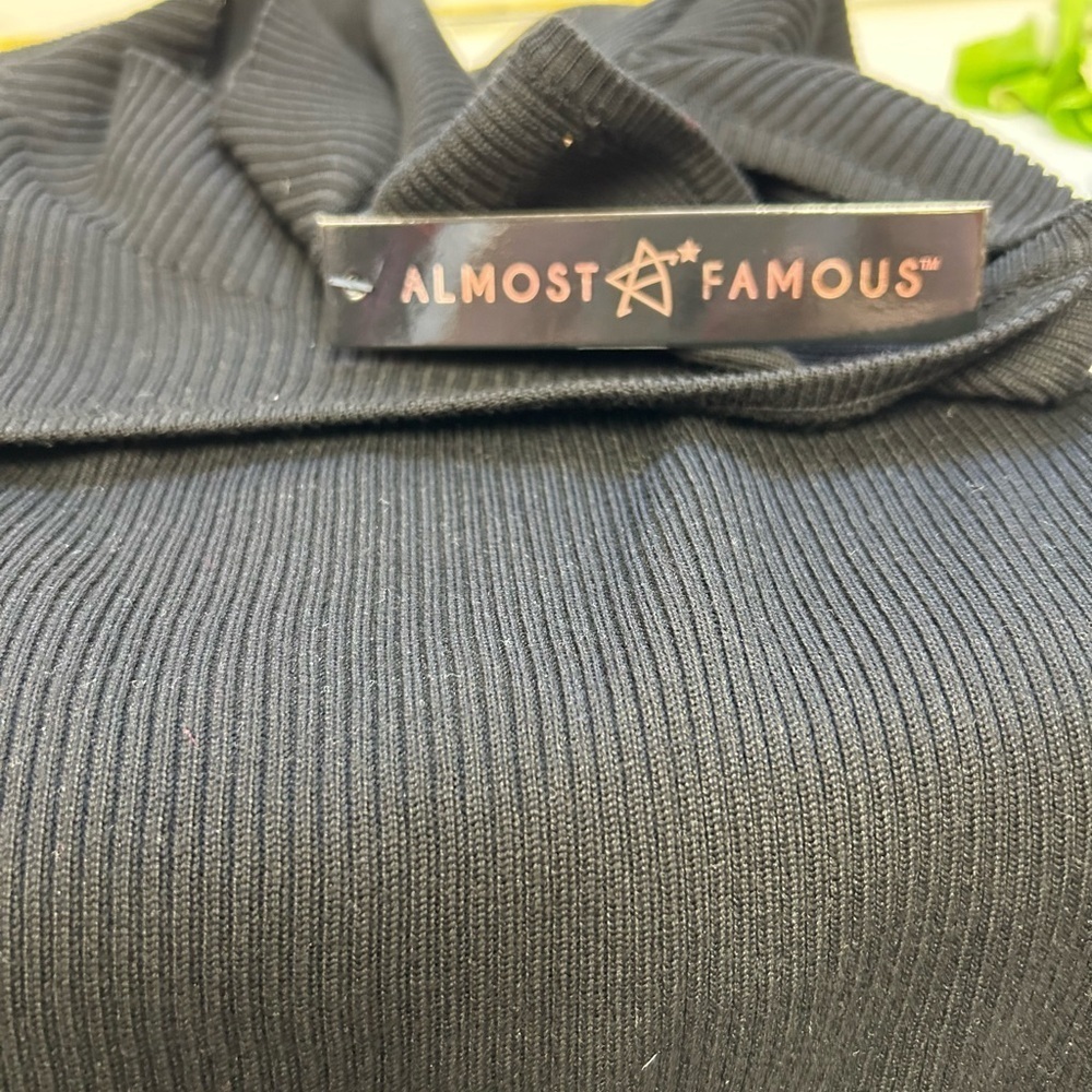 Almost Famous NWT Ribbed Bodycon Dress Women Small Black Knee Length/ size S - Picture 9 of 12